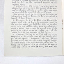 WW1 Munitions Factory Rules (1916)