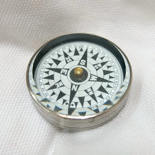 Vintage Nickel Plated Pocket Compass c.1920