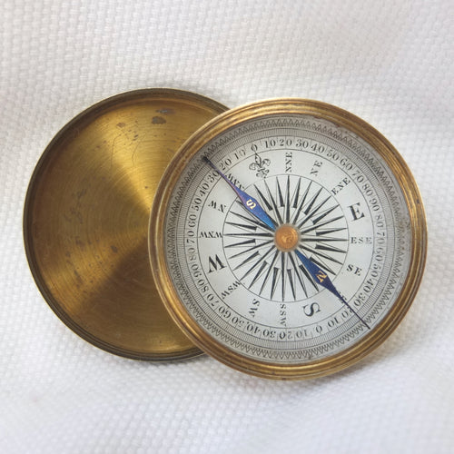 Victorian Brass Box Pocket Compass c.1865