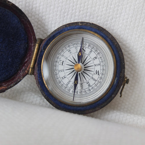 Victorian Pocket Leather Cased Compass 1870
