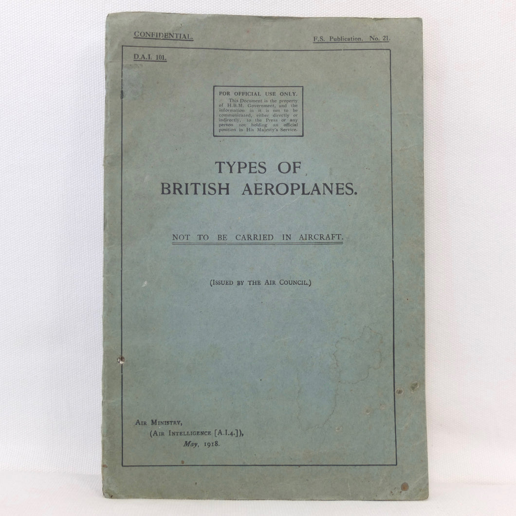 WW1 RAF Types of British Aeroplanes (1918) | Compass Library